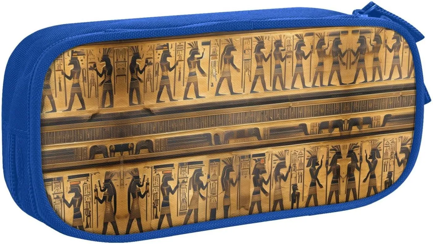 Egypt Hieroglyphics Print Pencil Cases Pen Box Stationery Makeup Bag, Desk Organizer For College Adults Women Men