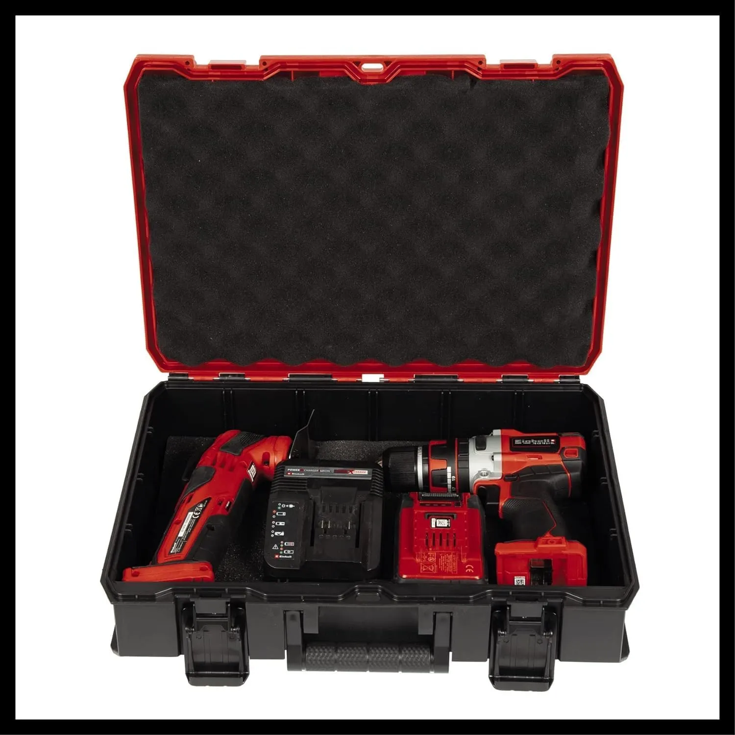 Einhell E-Case S-F System Case for Universal Storage of Tools, 44 x 32 x 13 cm External Dimensions, Max. 25 kg Load, Splashproof, Stackable, Includes Grid Foam