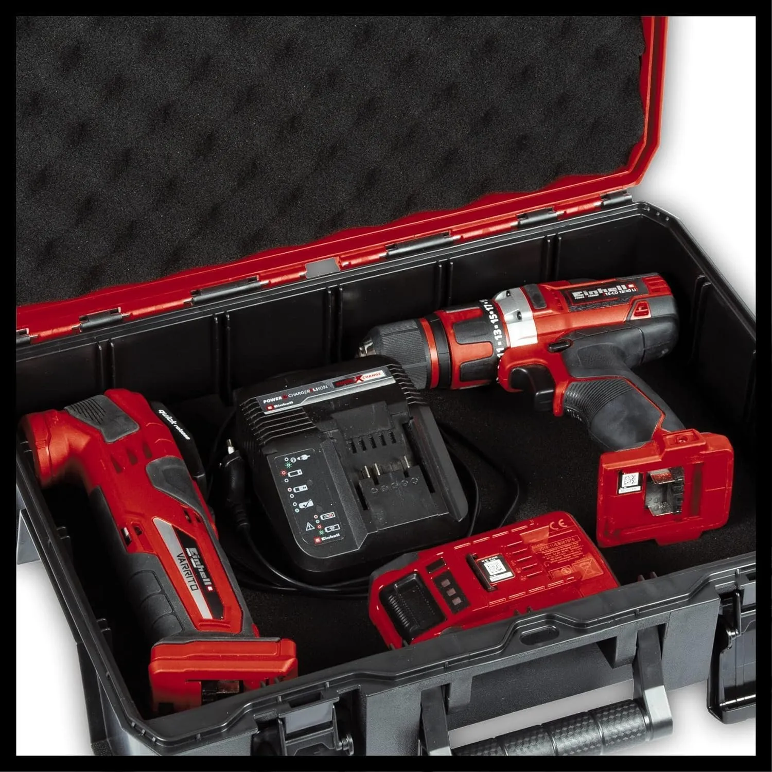 Einhell E-Case S-F System Case for Universal Storage of Tools, 44 x 32 x 13 cm External Dimensions, Max. 25 kg Load, Splashproof, Stackable, Includes Grid Foam