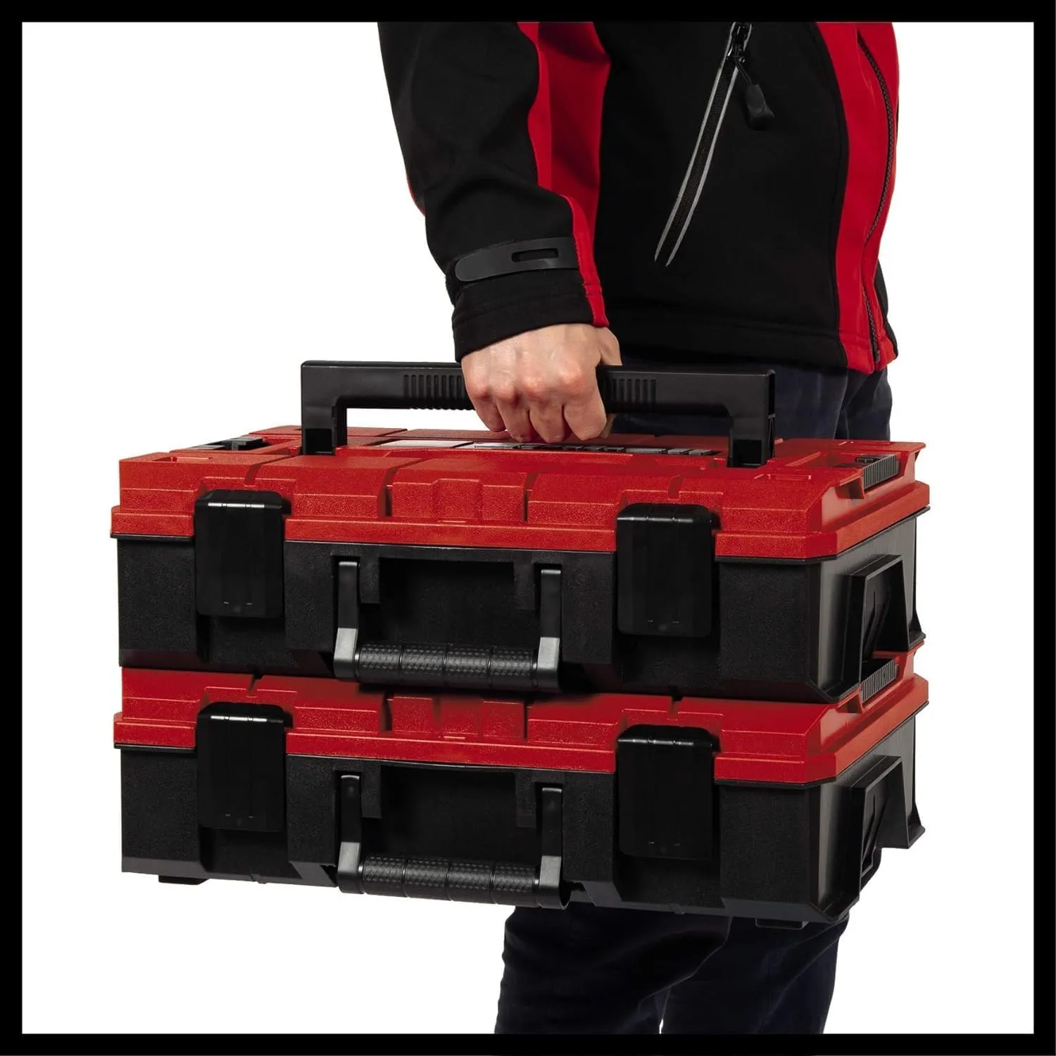 Einhell E-Case S-F System Case for Universal Storage of Tools, 44 x 32 x 13 cm External Dimensions, Max. 25 kg Load, Splashproof, Stackable, Includes Grid Foam
