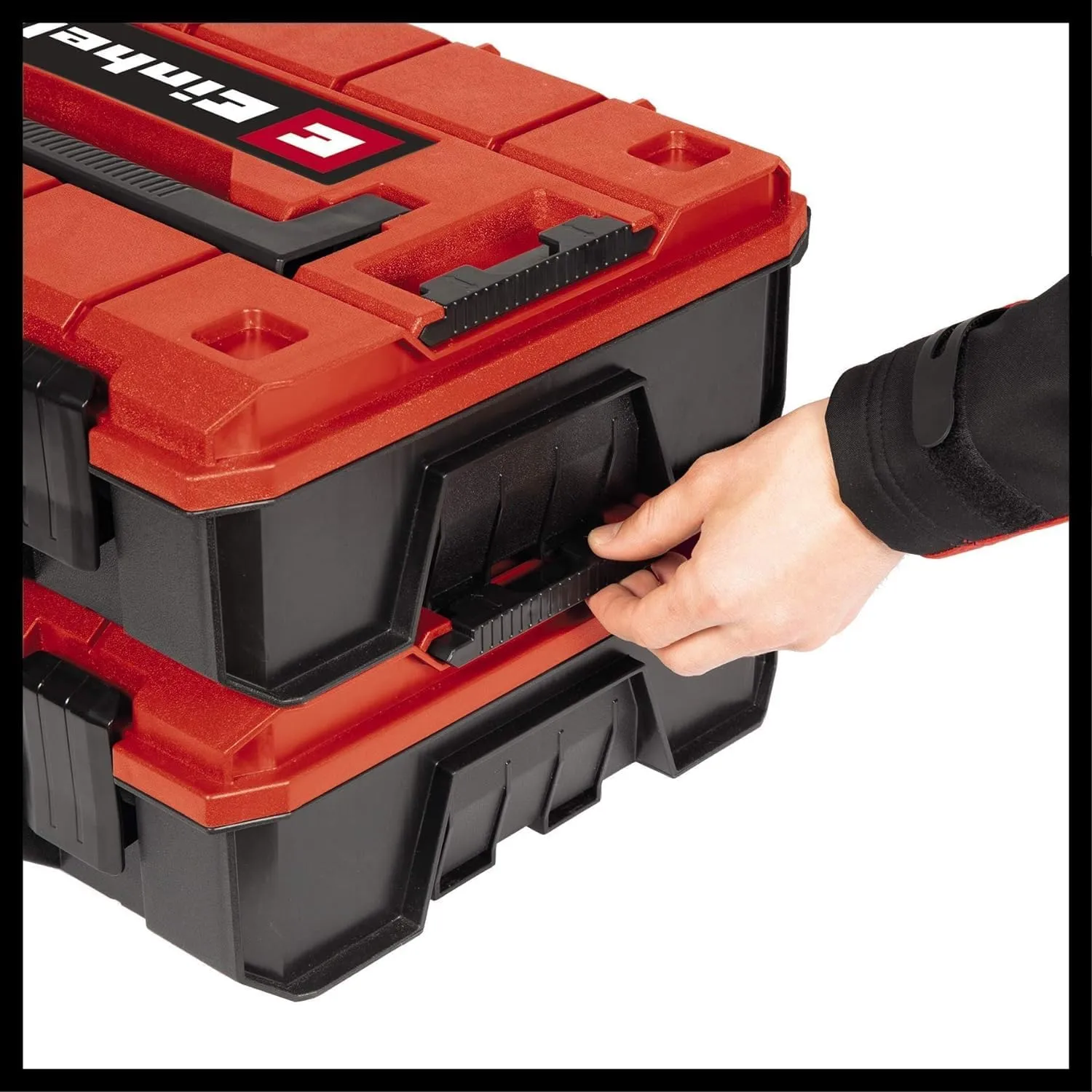 Einhell E-Case S-F System Case for Universal Storage of Tools, 44 x 32 x 13 cm External Dimensions, Max. 25 kg Load, Splashproof, Stackable, Includes Grid Foam