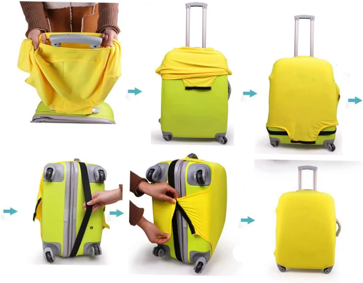 Elastic Trolley Case Cover for Luggage Protective Suitcase Bag Easy Access to Handles Coffee Color for Travel and Against Dirt and Scratches