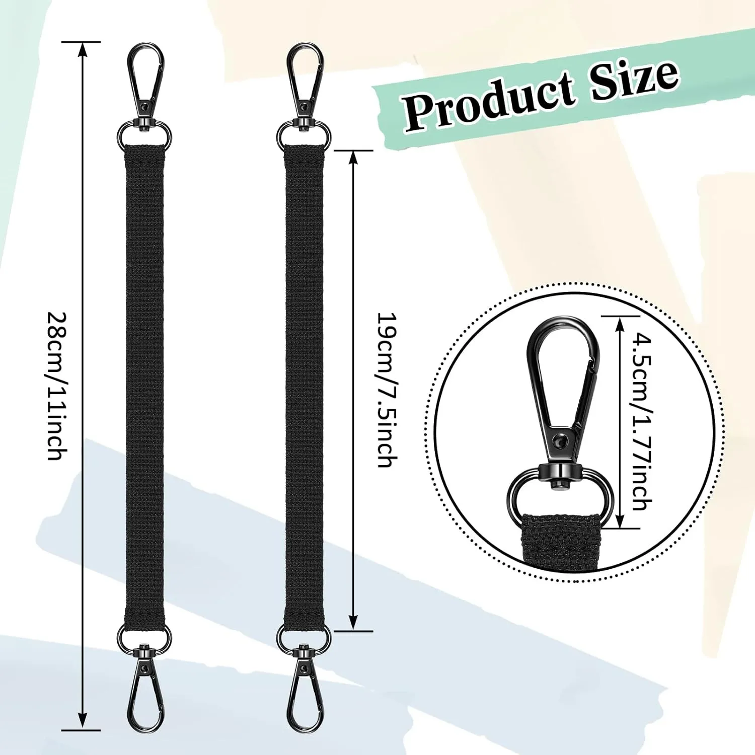 Electrical Strap Tape Measure Holder Belt Thong with Snap Hooks Polyester Electrical Tape Holder Chain for Pouch Bag Tool Box Construction, Black