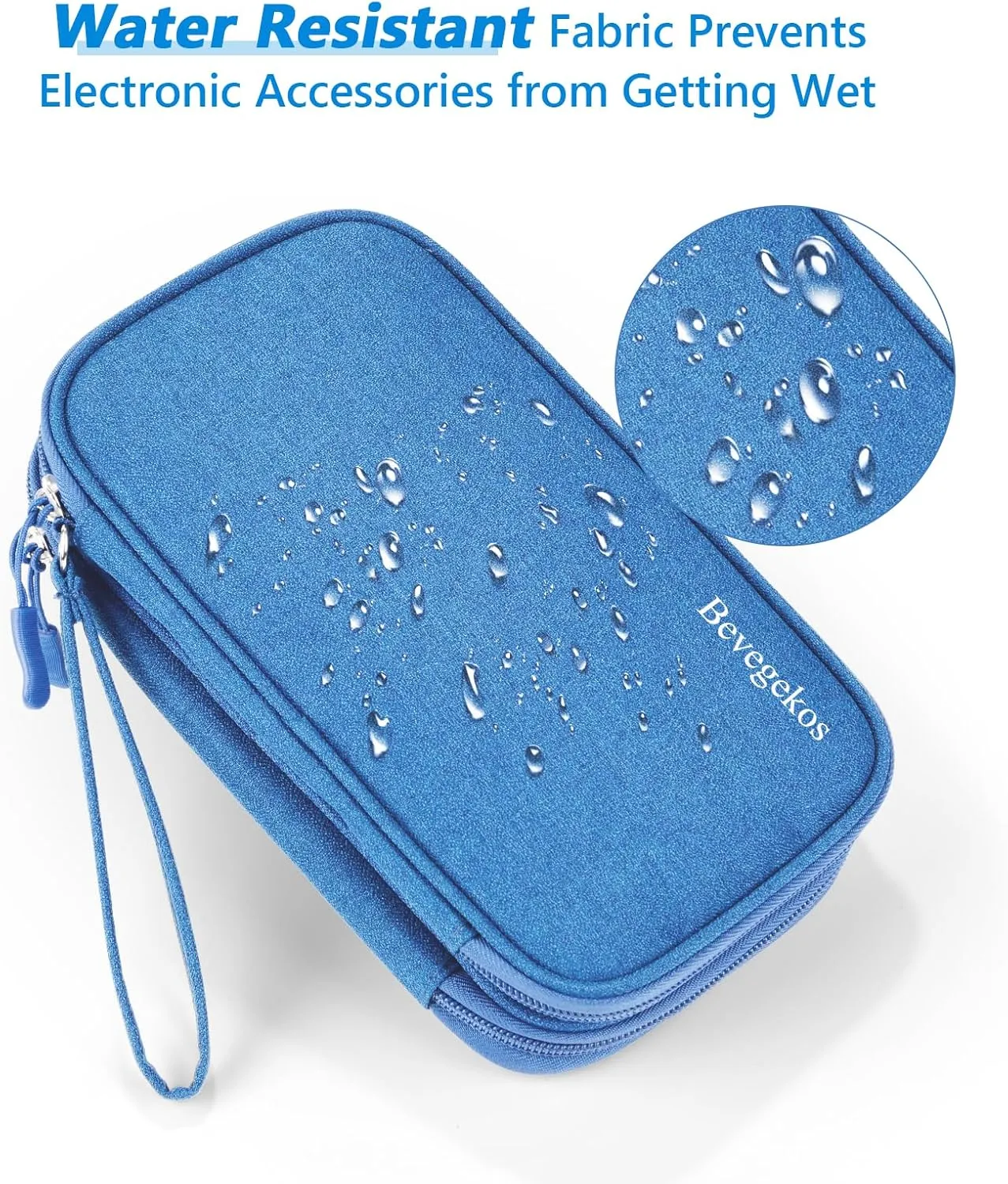 Electronics Organizer Case Travel Accessories Cords Cables Pouch Power Bank Bag (Medium, Azure Blue)