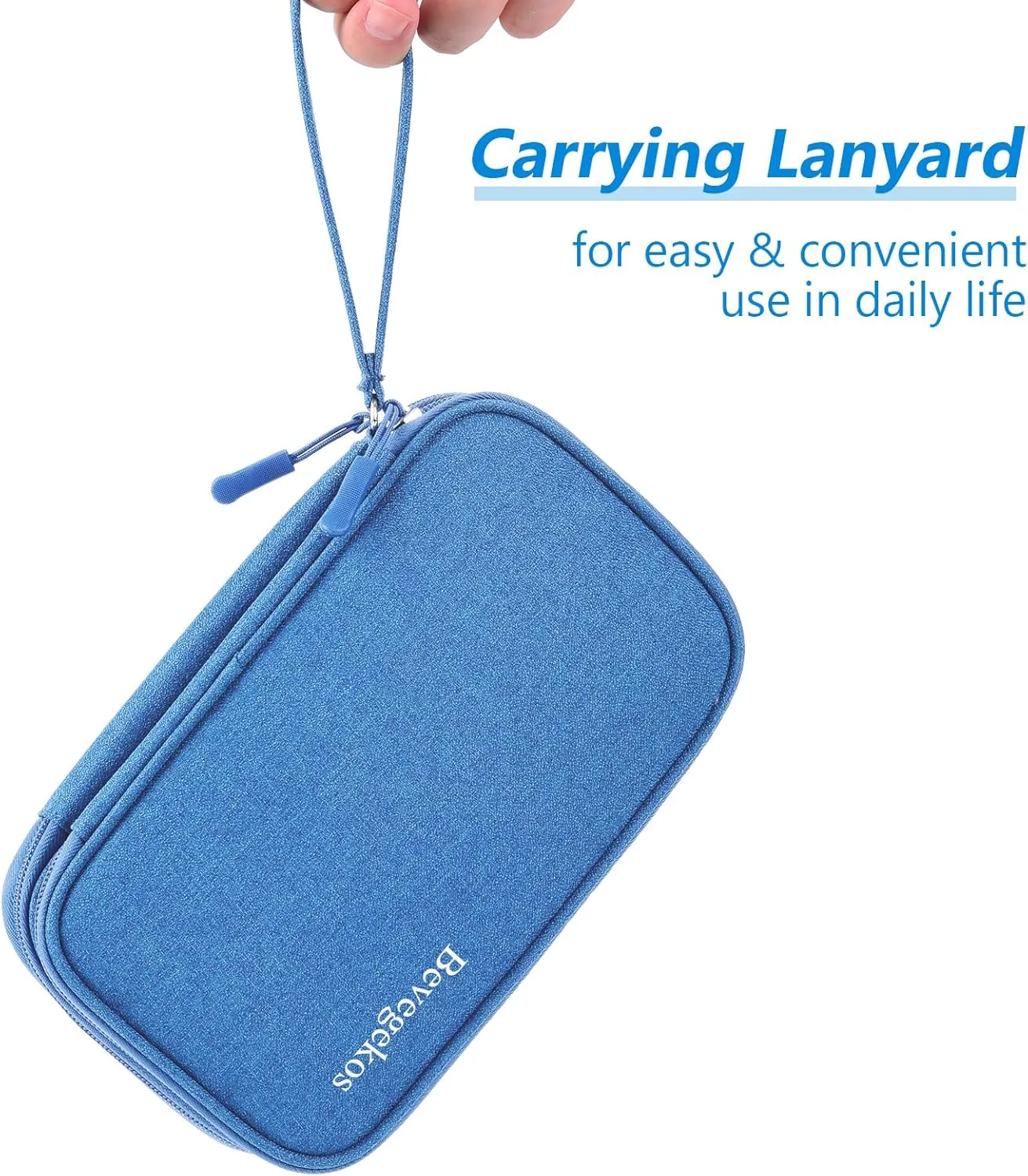 Electronics Organizer Case Travel Accessories Cords Cables Pouch Power Bank Bag (Medium, Azure Blue)
