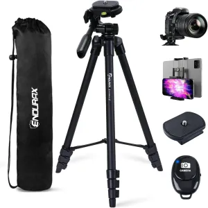 Endurax 60'' Camera Tripod Camera Stand for Canon Rebel Eos Nikon DSLR, Travel Tripods for Phone Tablet with Remote Black