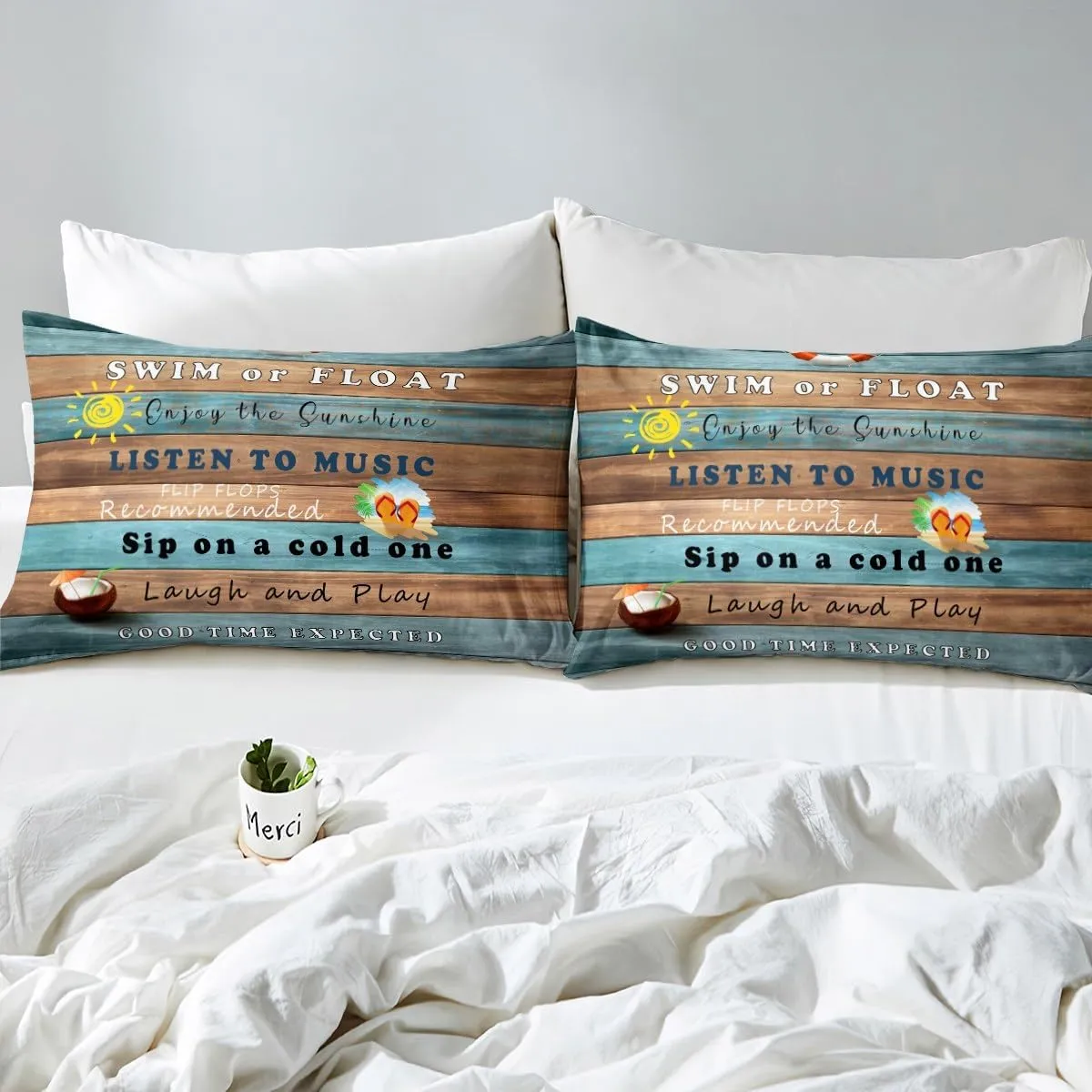 Erosebridal Pool Rules Comforter Set Queen, Lake House Bedding Sets for Kids Teens Adult Bedroom Decor, Rustic Farmhouse Duvet Insert Wooden Barn Quilted Duvet Lake Cabin Decor, 2 Pillow Cases