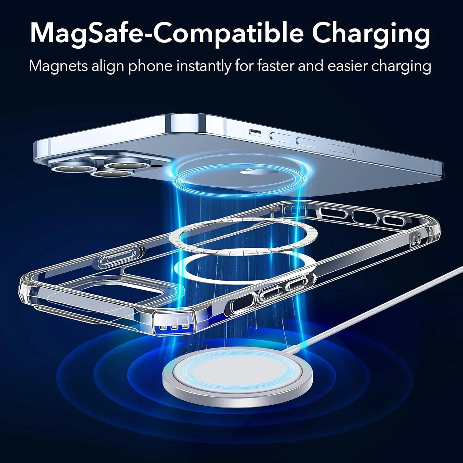 ESR Air Armor Magnetic Case with HaloLock Compatible with iPhone 13 Pro Case, Compatible with MagSafe, Military-Grade Protection, Yellowing-Resistant Hard Back, Shock-Absorbing Corners, Clear