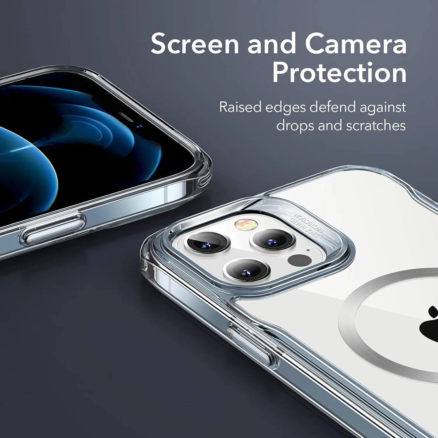 ESR for iPhone 12 Pro Max Case, Compatible with MagSafe, Scratch-Resistant Back, Grippy Protective Frame, Magnetic Phone Case for iPhone 12 Pro Max, Sidekick Hybrid Case (HaloLock), Blue