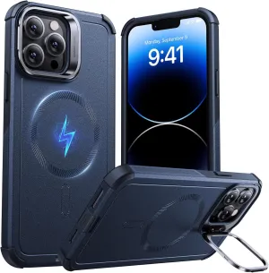 ESR for iPhone 13 Pro Case with Stand, 23 ft Military-Grade Drop Protection Heavy Duty Magnetic Phone Case, Compatible with MagSafe Accessories, Cyber Series, Blue