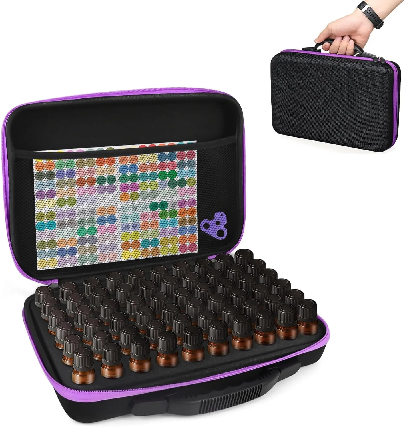 Essential Oil Storage Organizer,60 Bottle Essential Oils Case, Essential Oils Holders Organizer Essential Oil Bag Holds 5-15ml Oils Bottle,Compatible with do Terra,Young Living,Vallejo,Army Painter
