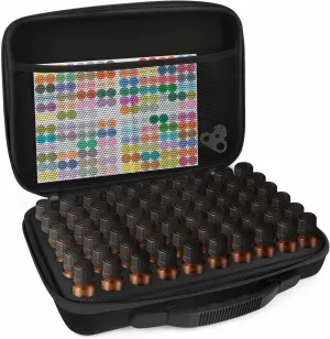Essential Oil Storage Organizer,60 Bottle EVA Essential Oil Case Essential Oils Box,Essential Oil Storage Carrying Case Holds 5ml- 15ml For Doterra & Young Living,Come with Labels & Bottle (Black)