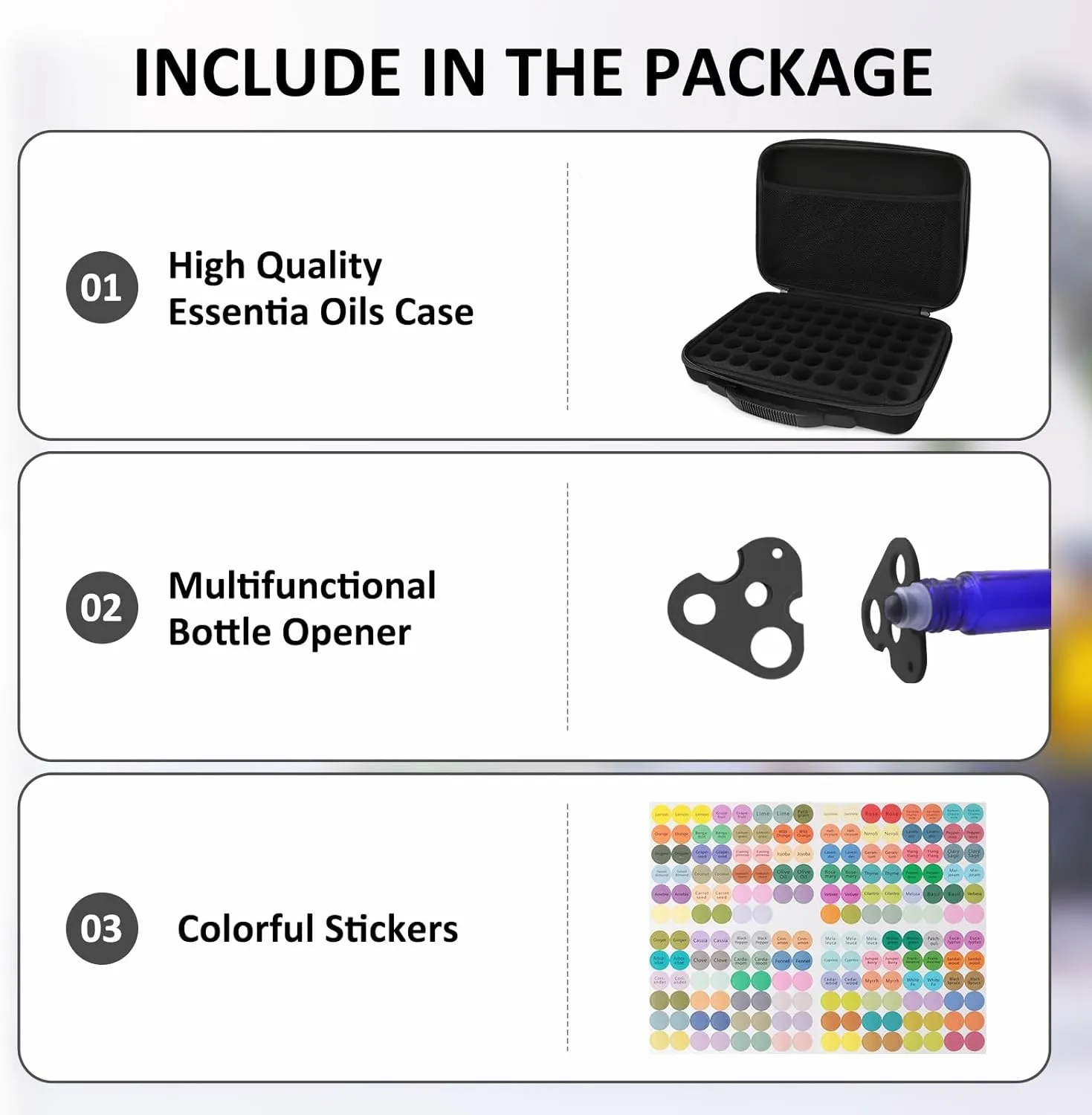 Essential Oil Storage Organizer,60 Bottle EVA Essential Oil Case Essential Oils Box,Essential Oil Storage Carrying Case Holds 5ml- 15ml For Doterra & Young Living,Come with Labels & Bottle (Black)