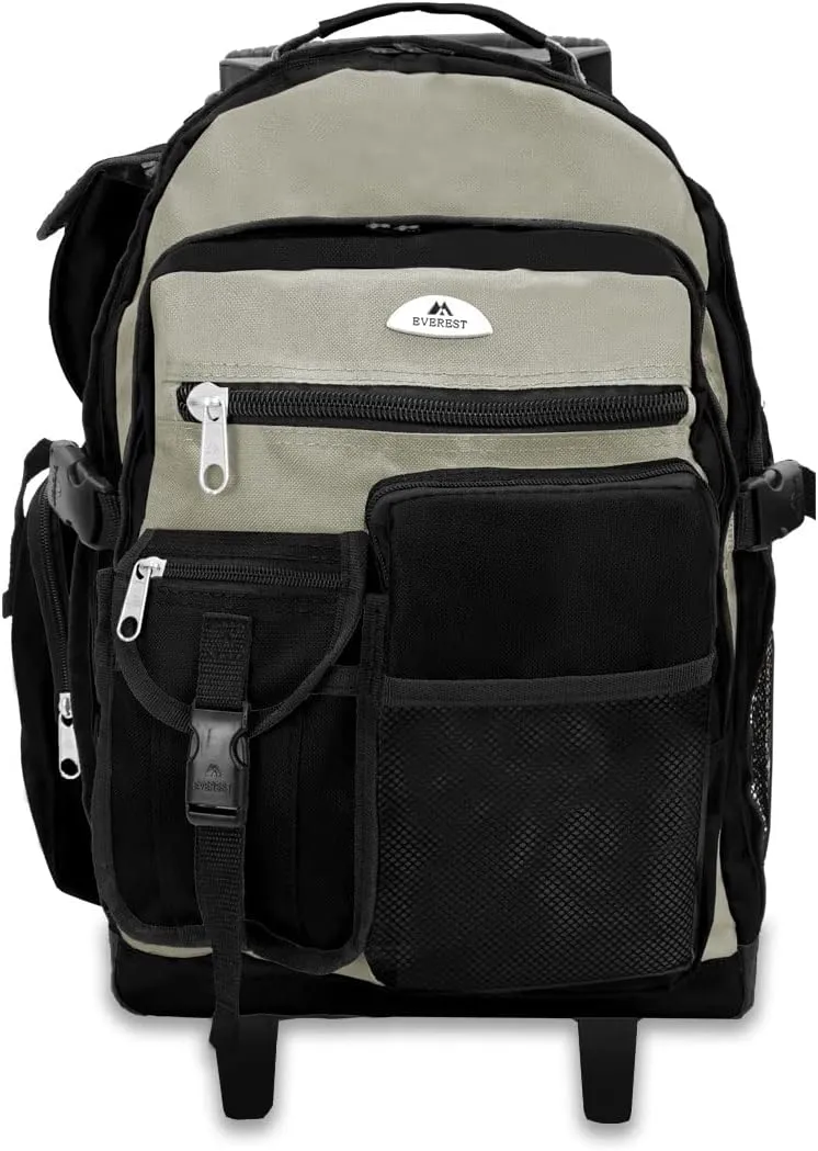 Everest Deluxe Wheeled Backpack, Khaki, One Size