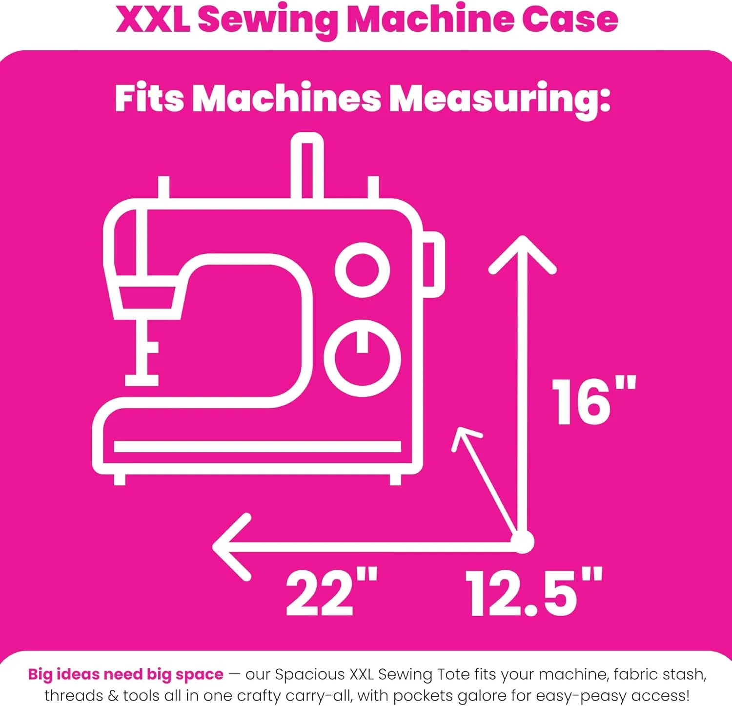Everything Mary XXL Rolling Sewing Tote Sewing Machine Case, Heather Grey - Rolling Carrying Storage Cover for Large Brother and Singer Machines - Universal Travel & Craft Tote Bag