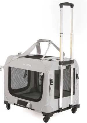 Extra Large Cat Carrier Soft Sided with Wheels Folding Small Medium Dog Pet Carrier 24"x16.5"x16" Travel Collapsible Ventilated Comfortable Design Portable Vehicle