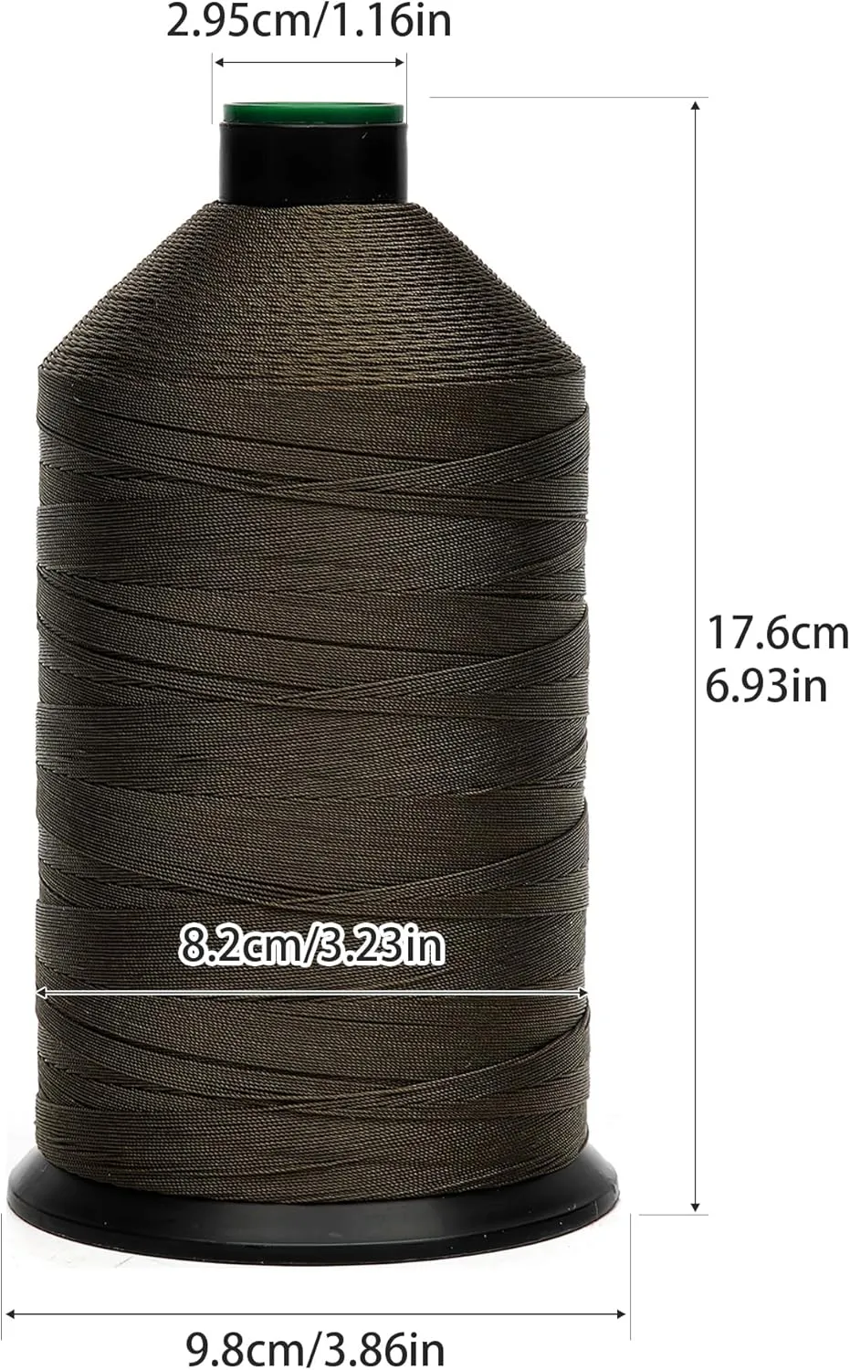 Extra Strong Bonded Nylon Thread #138 Tex135 – 16 OZ, 3000yds, Versatile Stitching Solution for Leather, Upholstery, Canvas Repair and More (Army Green)
