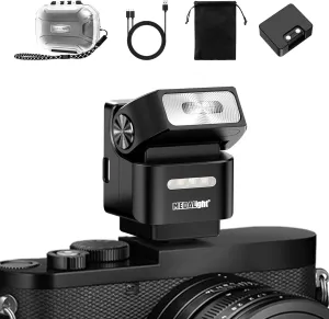 F2 Mini Camera Flash 2.4GHz Wireless Off-Camera Flash for Canon/Sony ZV1/Fuji/Nikon/Ricoh Gr3/Digital Camera/Hot Shoe Flash for DSLR Camera/Magnetic Base & 10m Remote Control(Black).