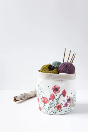 Fabric basket, Yarn storage, KIP box, fabric box, storage basket, home organisation. Poppy print