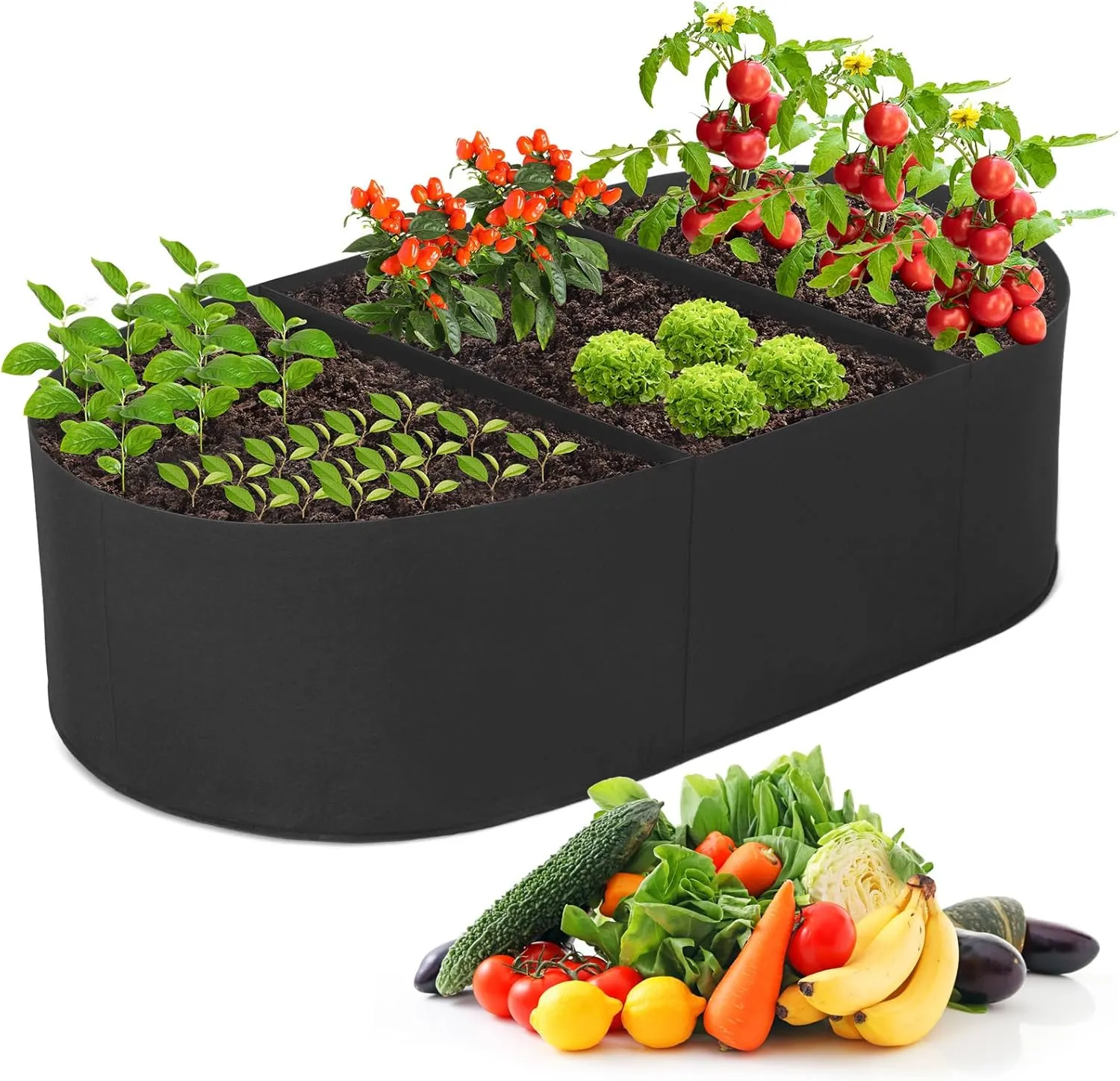 Fabric Raised Garden Bed Fabric Planter Garden Boxes Outdoor Garden Growing Bags for Planting Vegetables, Flowers and Herbs, Breathable Plant Bed Large Grow Planter Bags, 4 x 2 Ft, 3 Grids