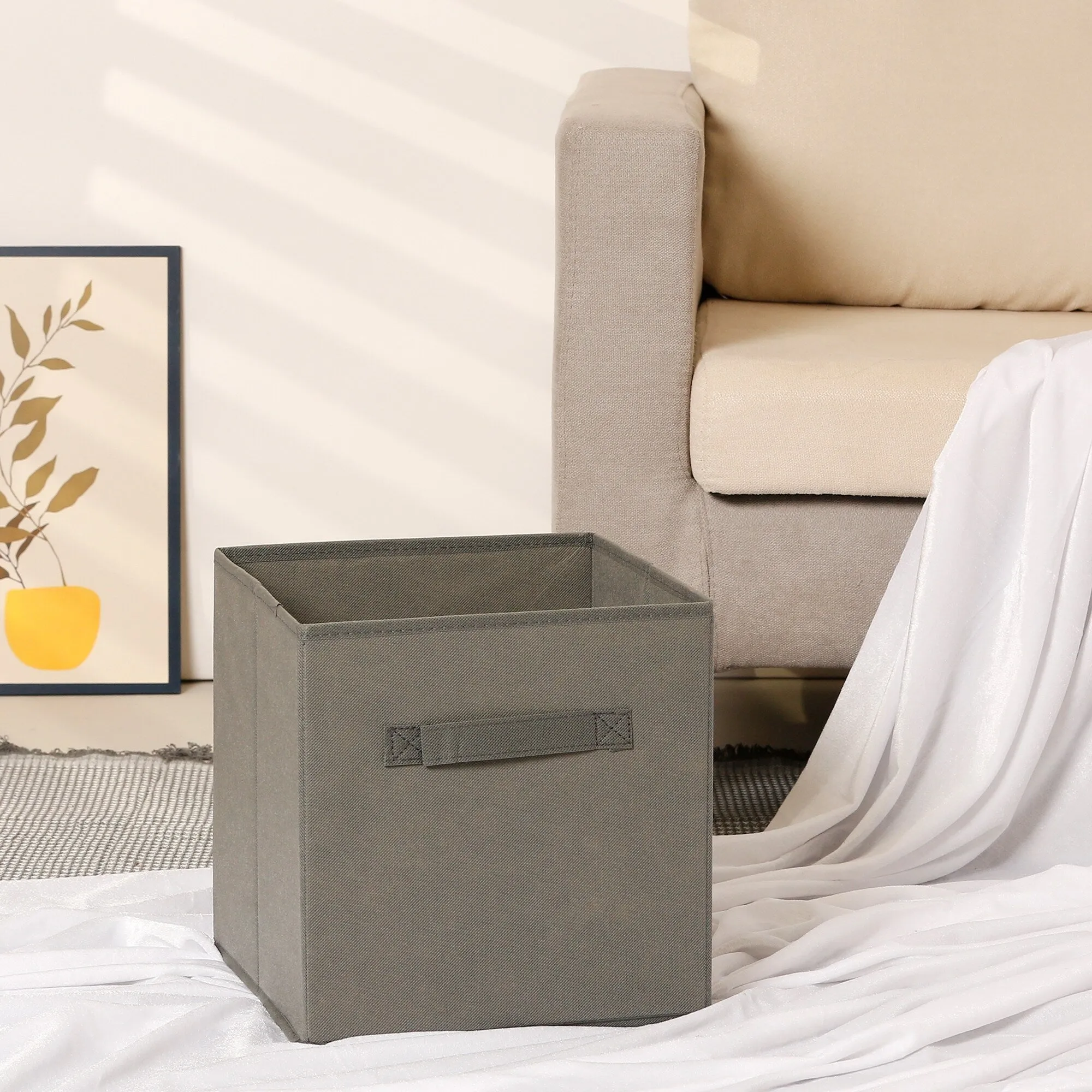 Fabric Storage Cube with Handle, Storage Bin for Shelves Closet, Collapsible Storage Basket for Organizing Clothes Books