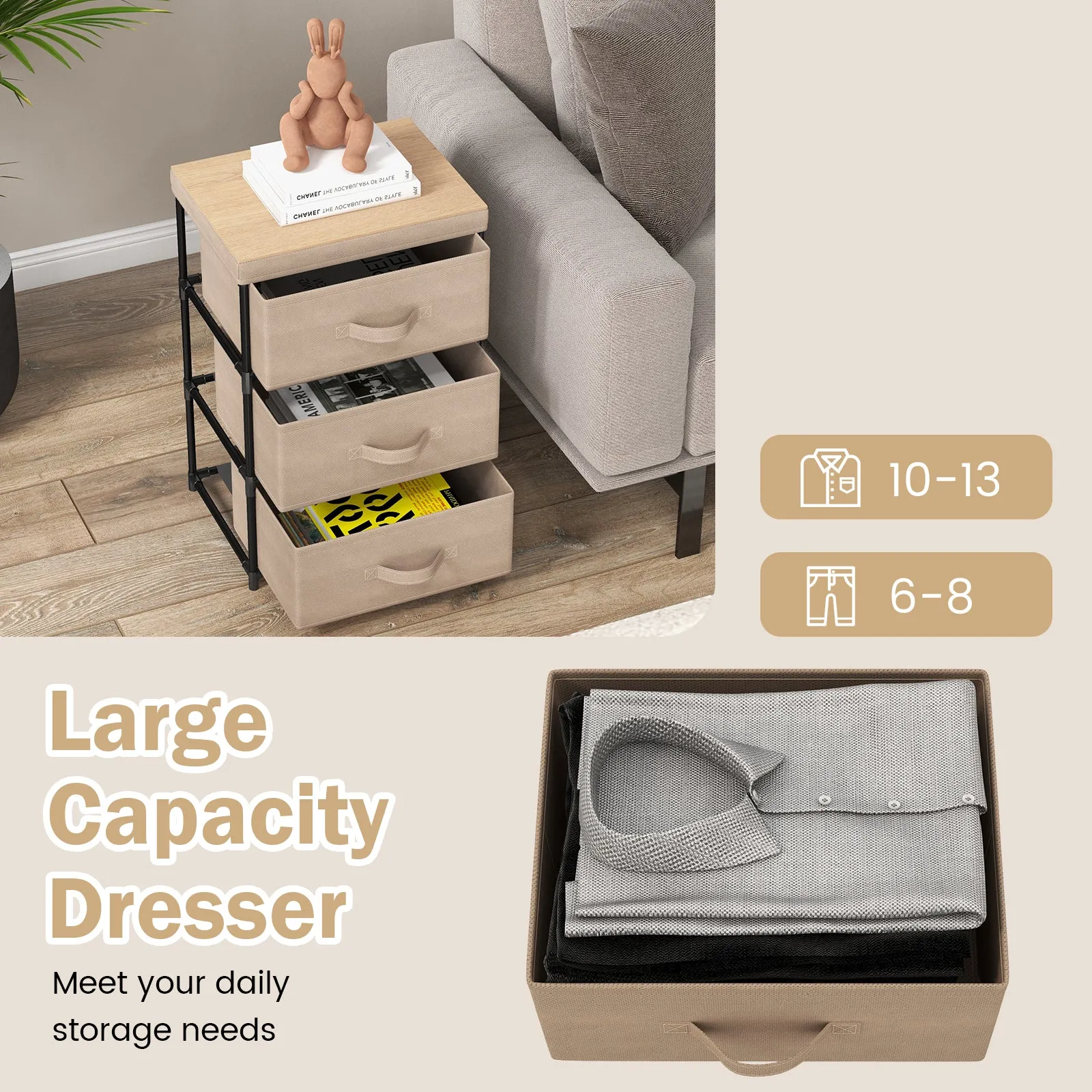 Fabric Storage Organizer Tower Unit with Removable Lid