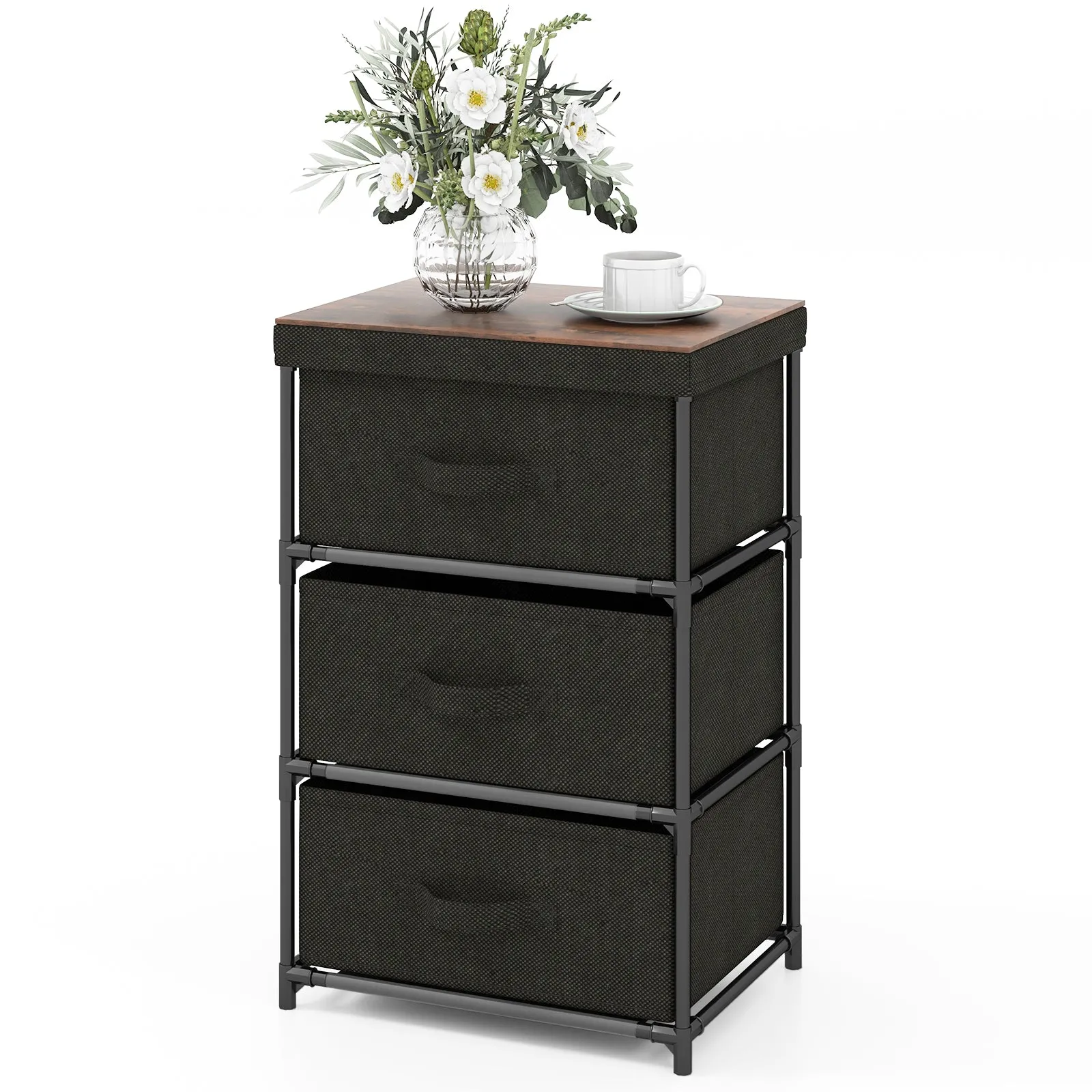 Fabric Storage Organizer Tower Unit with Removable Lid
