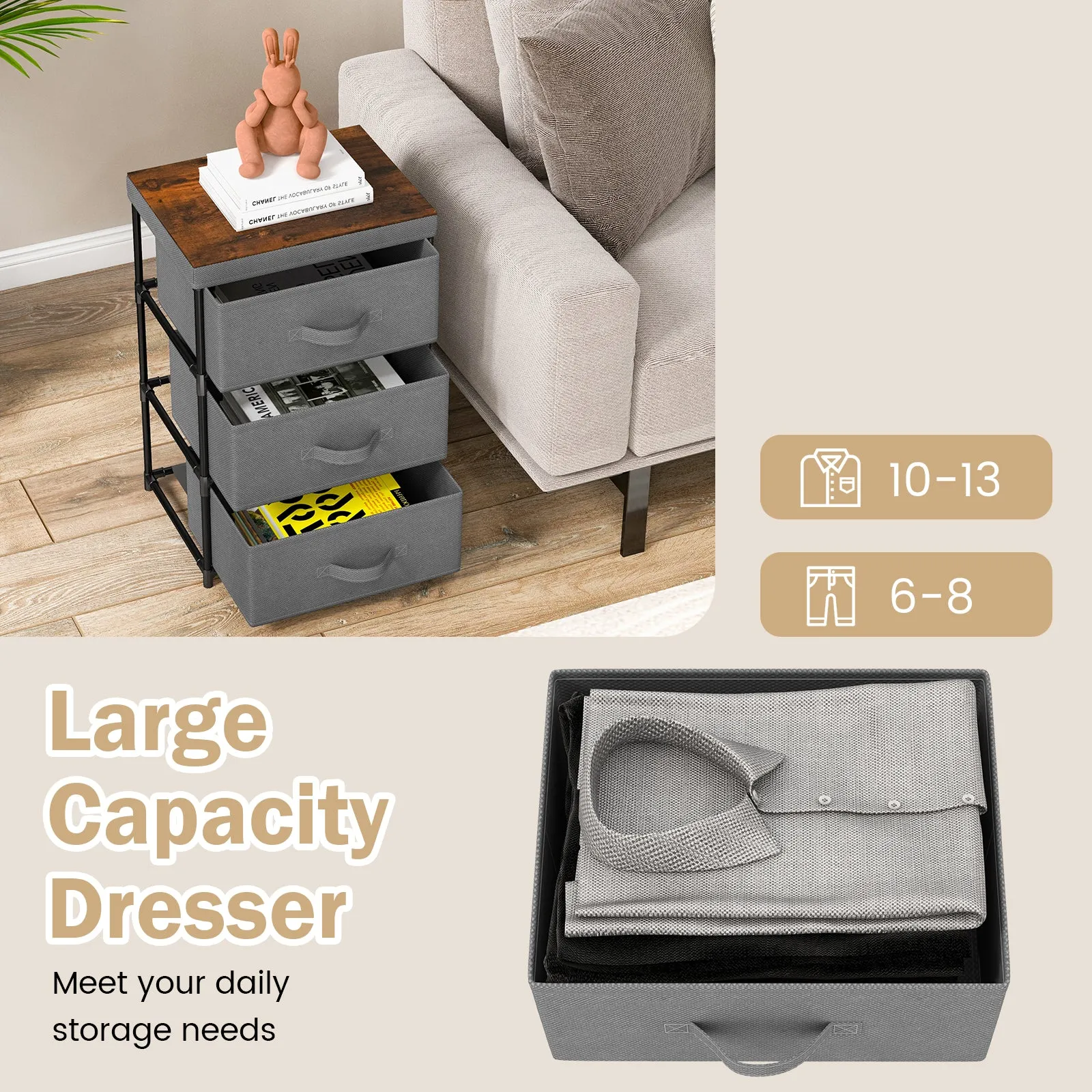 Fabric Storage Organizer Tower Unit with Removable Lid