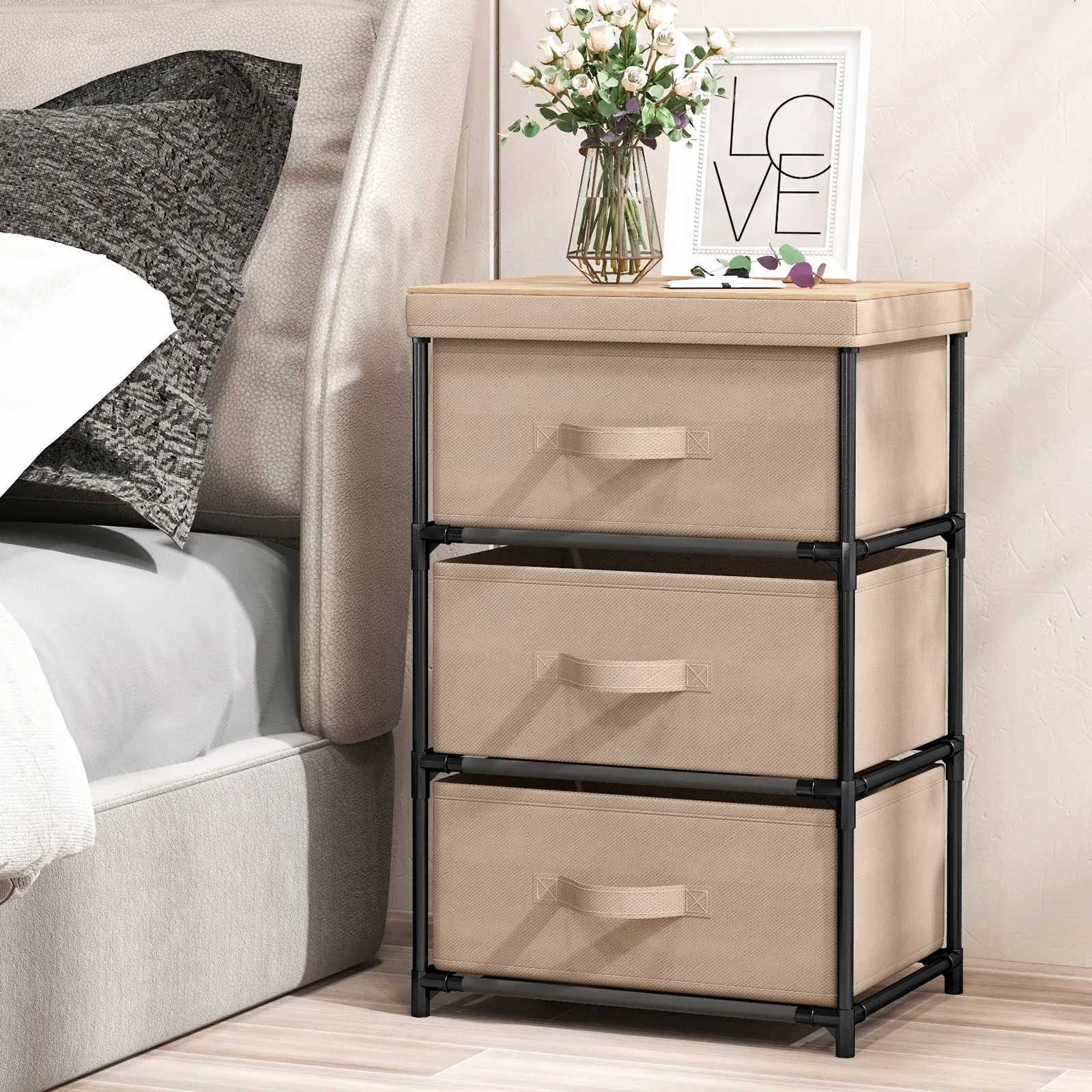 Fabric Storage Organizer Tower Unit with Removable Lid