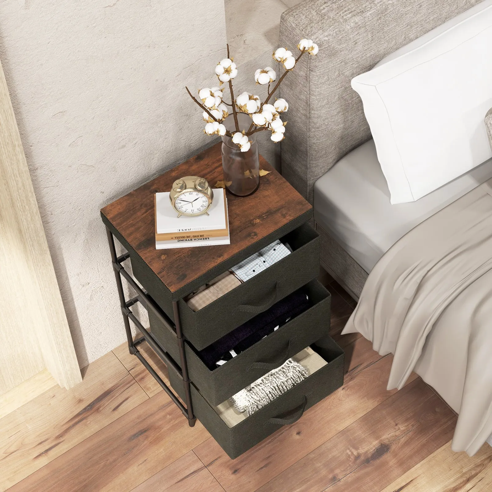 Fabric Storage Organizer Tower Unit with Removable Lid