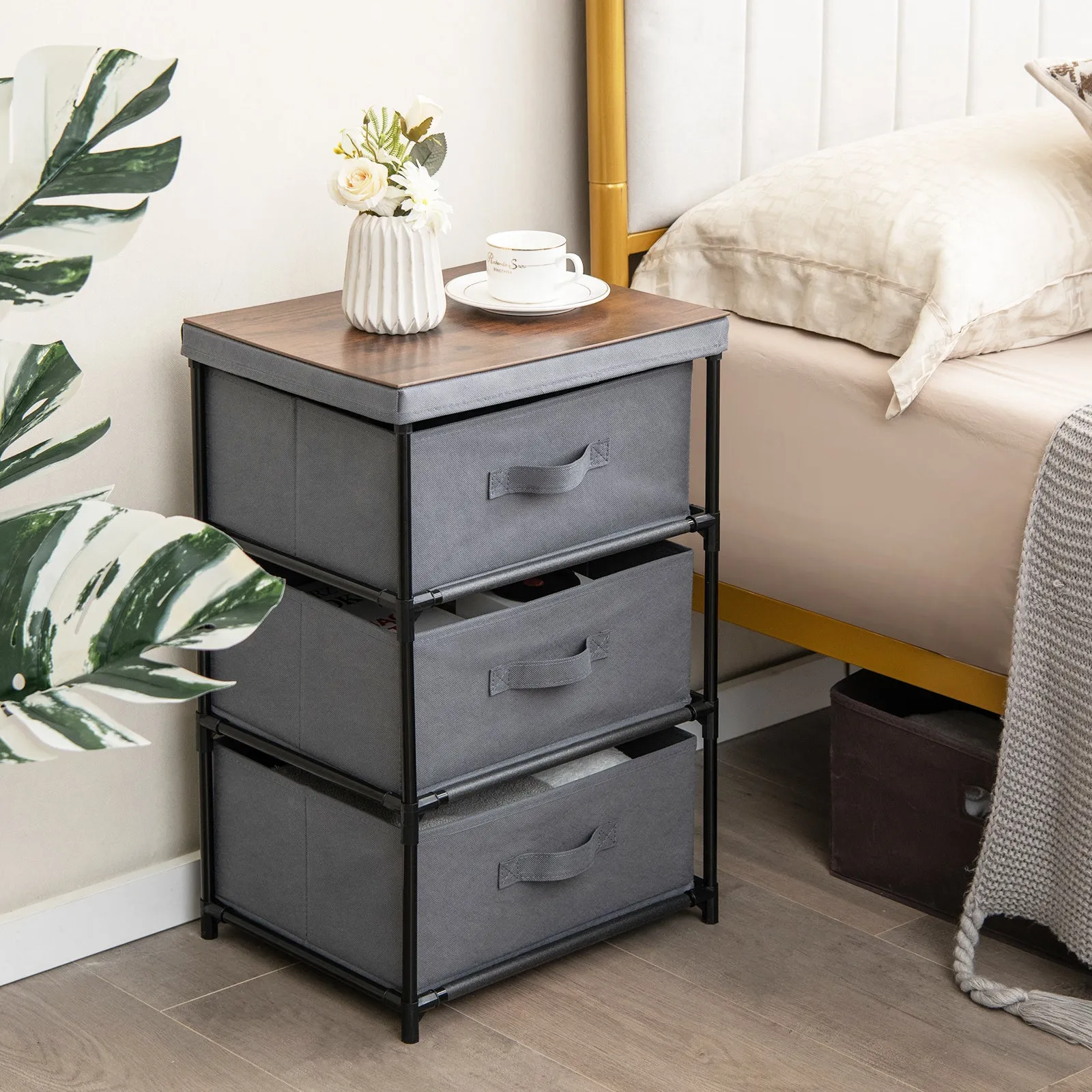 Fabric Storage Organizer Tower Unit with Removable Lid