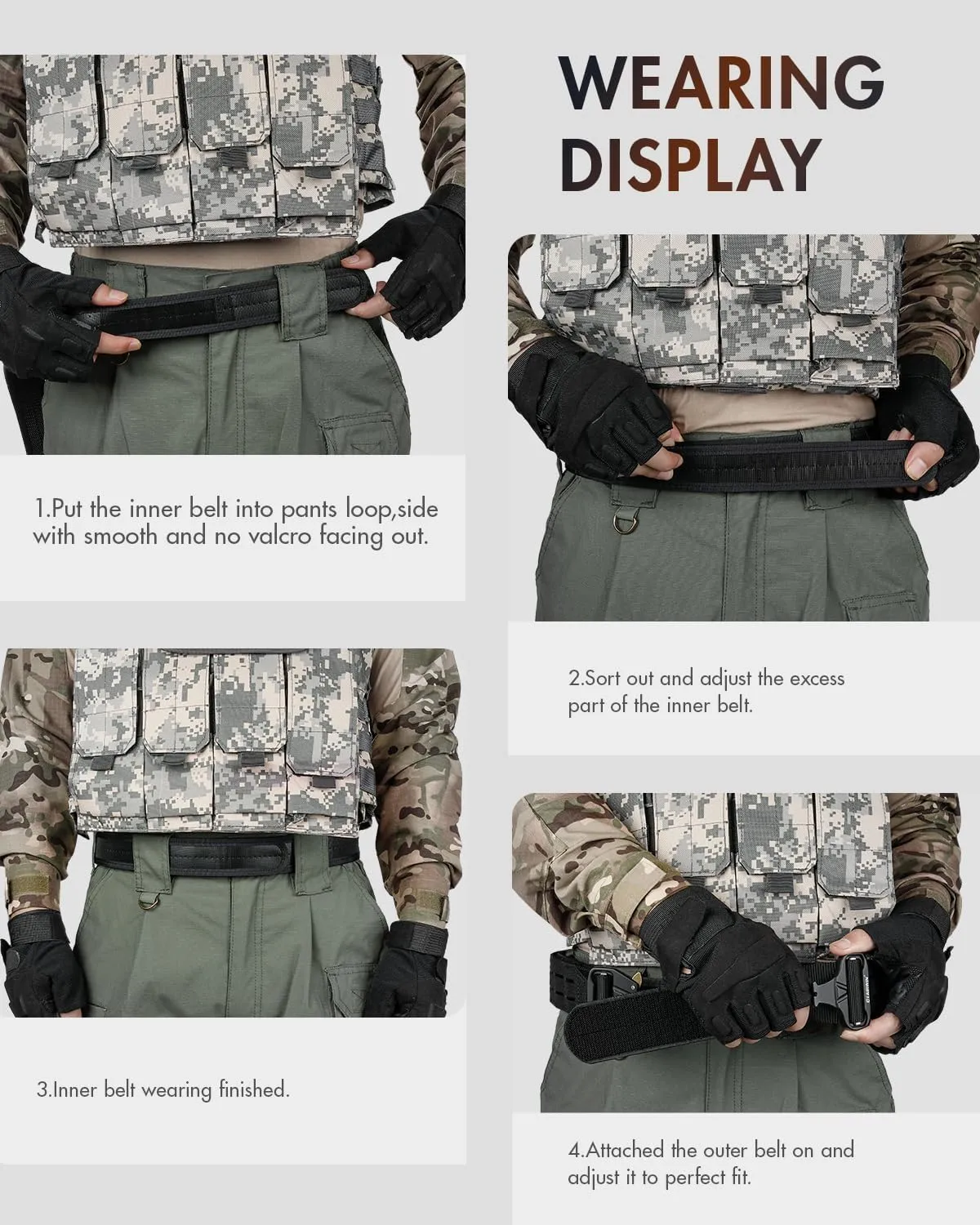 FAIRWIN Tactical Balttle Molle Rigger Belt with Quick Release Buckle - 2 Inch Heavy Duty Carry Combat Belts for Men