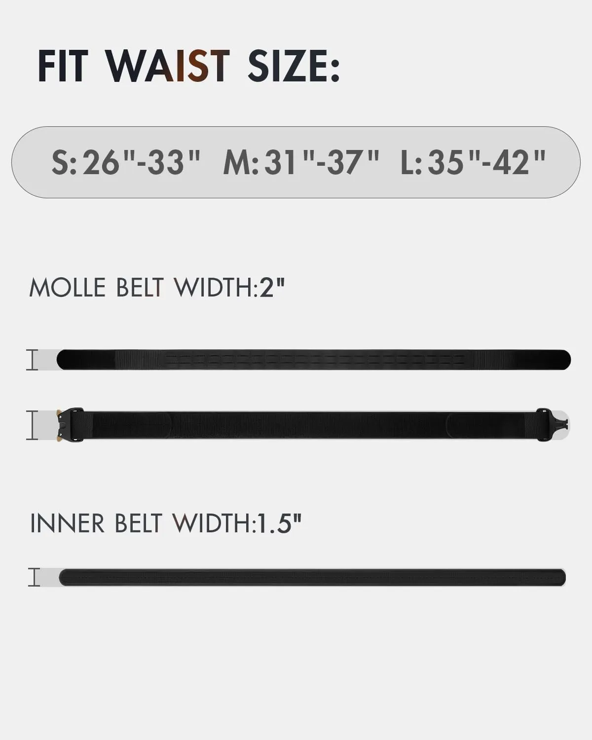 FAIRWIN Tactical Balttle Molle Rigger Belt with Quick Release Buckle - 2 Inch Heavy Duty Carry Combat Belts for Men
