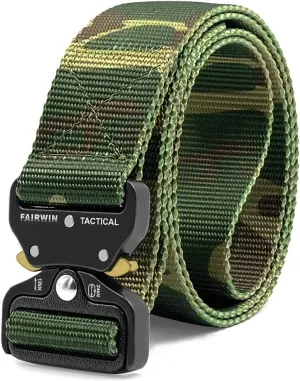 FAIRWIN Tactical Belt, Work Belts for Men Military Webbing Riggers Web Belt Heavy-Duty Quick-Release Buckle