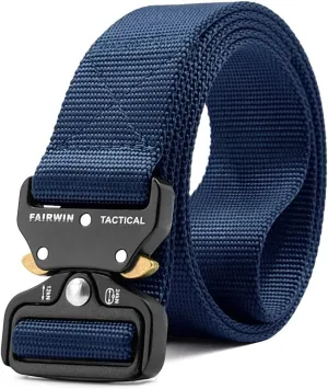 FAIRWIN Tactical Belt, Work Belts for Men Military Webbing Riggers Web Belt Heavy-Duty Quick-Release Buckle