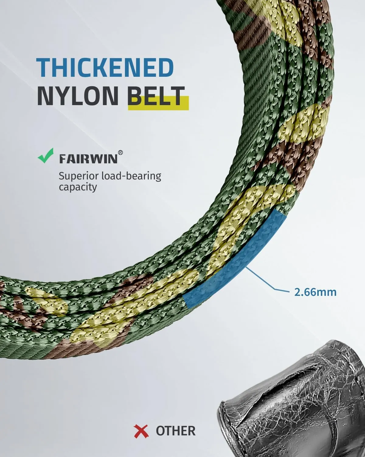 FAIRWIN Tactical Belt, Work Belts for Men Military Webbing Riggers Web Belt Heavy-Duty Quick-Release Buckle