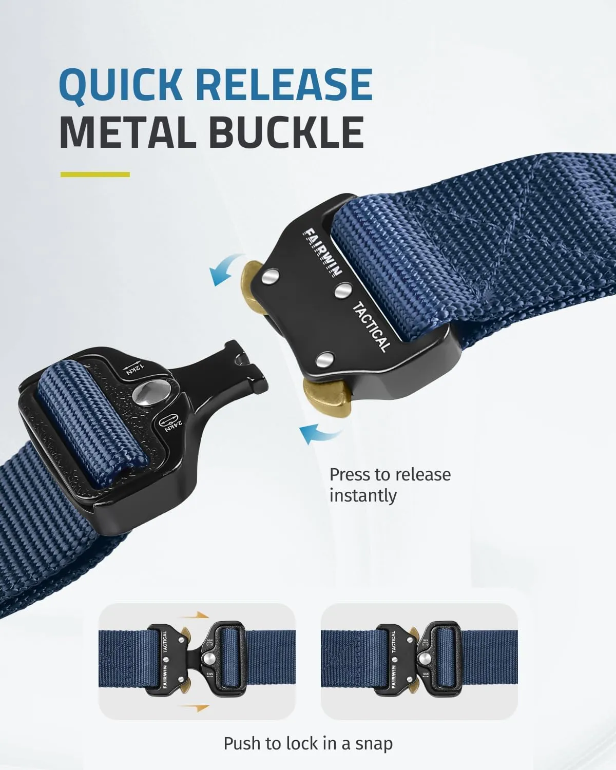 FAIRWIN Tactical Belt, Work Belts for Men Military Webbing Riggers Web Belt Heavy-Duty Quick-Release Buckle