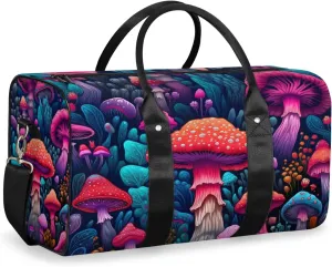 Fantasy Mushroom Travel Duffle Bag for Women Men Gym Duffel Foldable Bag Waterproof Weekender Forest Plant Duffle Tote
