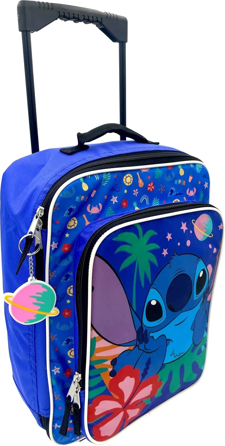Fast Forward Kid's License 16" Soft Side Wheeled Pilot Case- Rolling Luggage (Stitch)