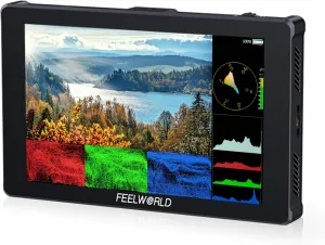 FEELWORLD F7 Plus 7 Inch 1200nit DSLR Camera Field Monitor High Brightness Touch Screen 3D Lut HDR Waveform F970 External Power Install Kit 1920x1200 4K 60Hz HDMI Input and Output
