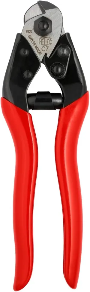 Felco Cable Cutter (F C3) - Felco Cable Cutter (F C7) - Heavy Duty Strength Steel Wire One-Hand Cable Cutter with Non-Slip Grip (7mm)
