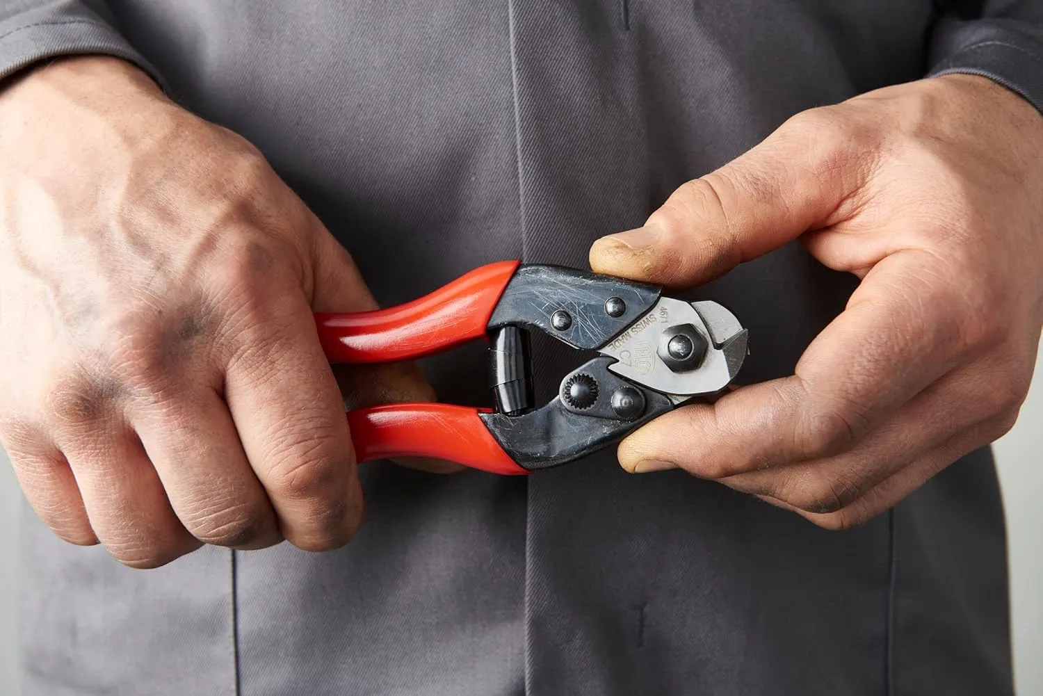Felco Cable Cutter (F C3) - Felco Cable Cutter (F C7) - Heavy Duty Strength Steel Wire One-Hand Cable Cutter with Non-Slip Grip (7mm)