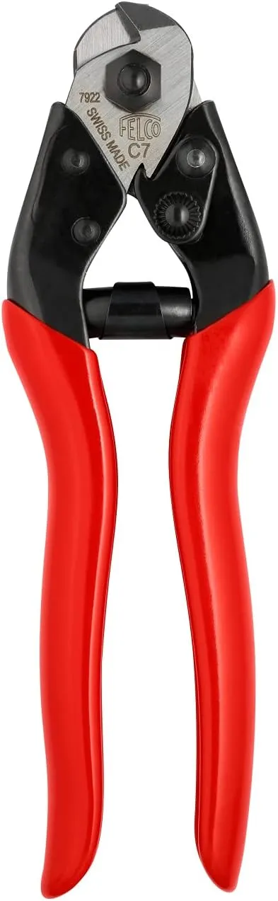 Felco Cable Cutter (F C3) - Felco Cable Cutter (F C7) - Heavy Duty Strength Steel Wire One-Hand Cable Cutter with Non-Slip Grip (7mm)