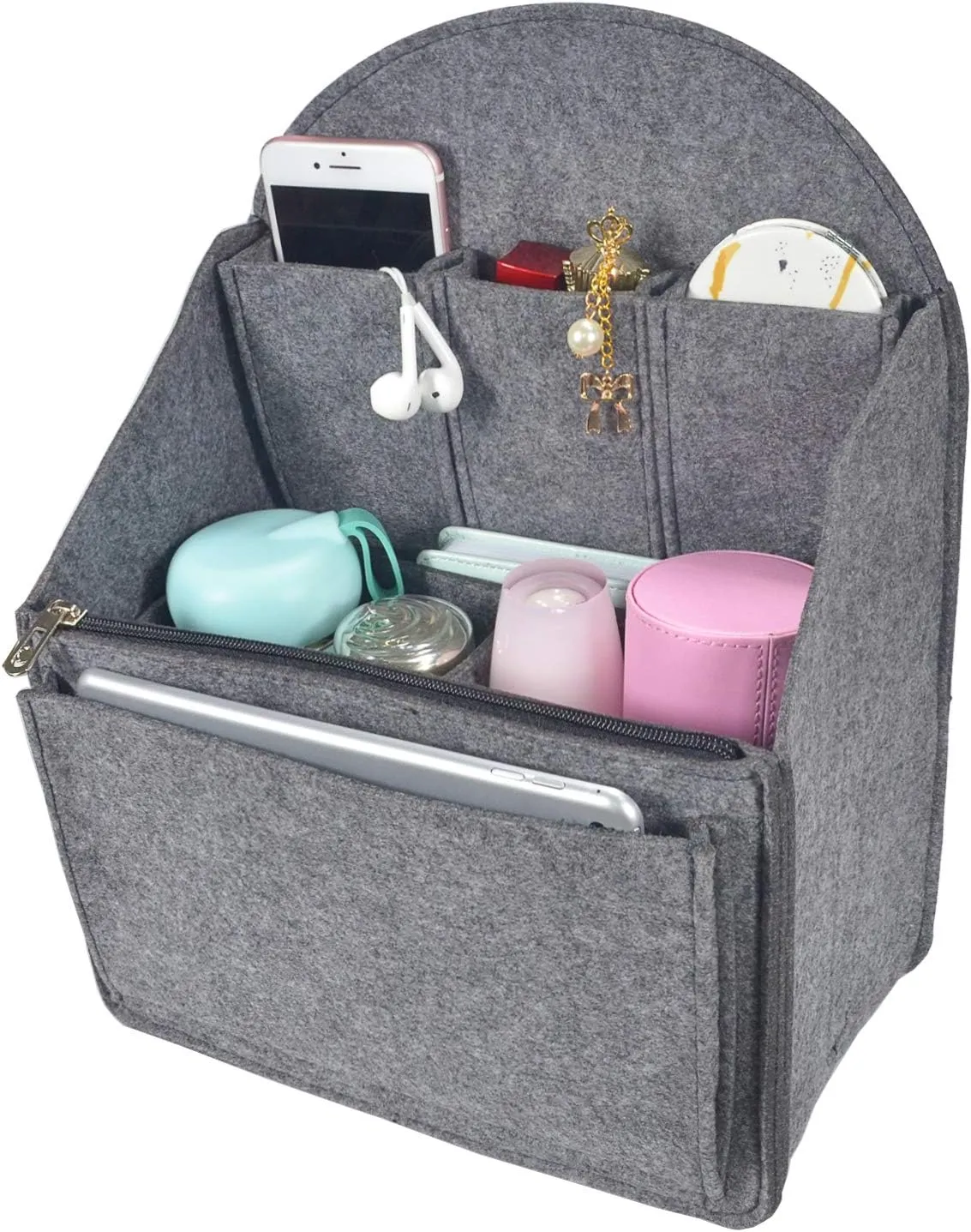 Felt Backpack Organizer Insert,Purse Organizer for Men Women Backpack Rucksack Handbag Shoulder Bag(Gray,Small)