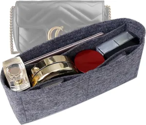 Felt Purse Organizer Insert for GG Marmont Matelasse Shoulder Handbag Mini and More, Organizer Handbag Liner Pouch for Women Inner Bladder Bag Storage Bag(Mini, Grey)