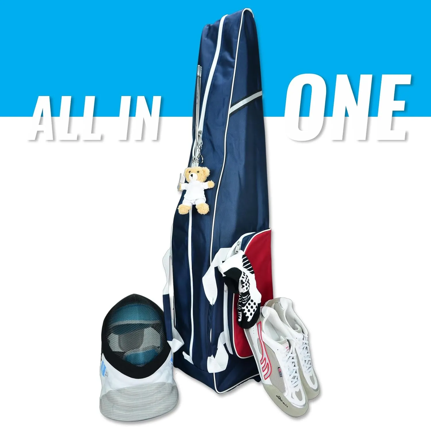 Fencing Bag with Wheels - Draw-bar Rolling Fencing Bag - Fencing Bags with Integrated Plate and Wheels