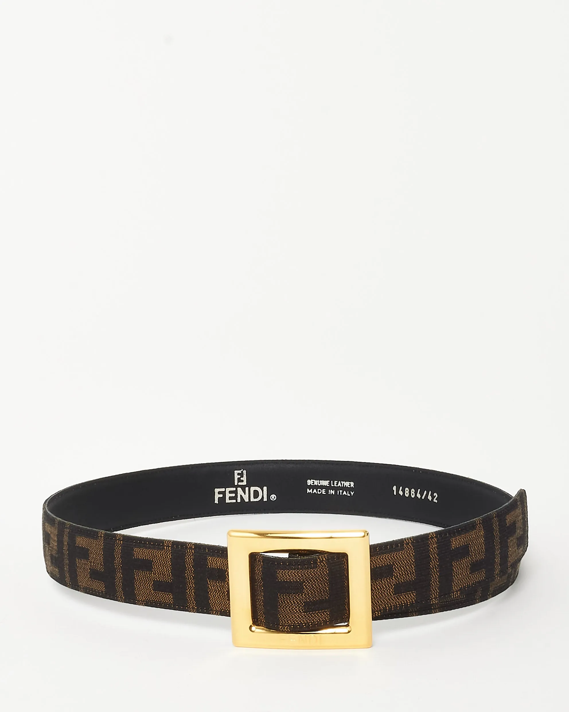 Fendi Tobacco Brown Zucca Print Canvas Waist Belt - 42 IT