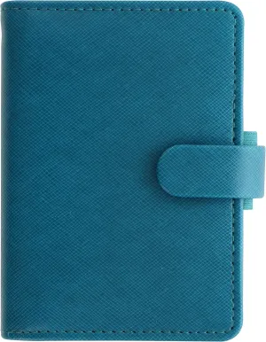Filofax Saffiano Organizer, Mini Size, Aquamarine - Cross-Grain, Leather-Look, Five Rings, Week-to-View Calendar Diary, Multilingual, 2025 (C028774-25)