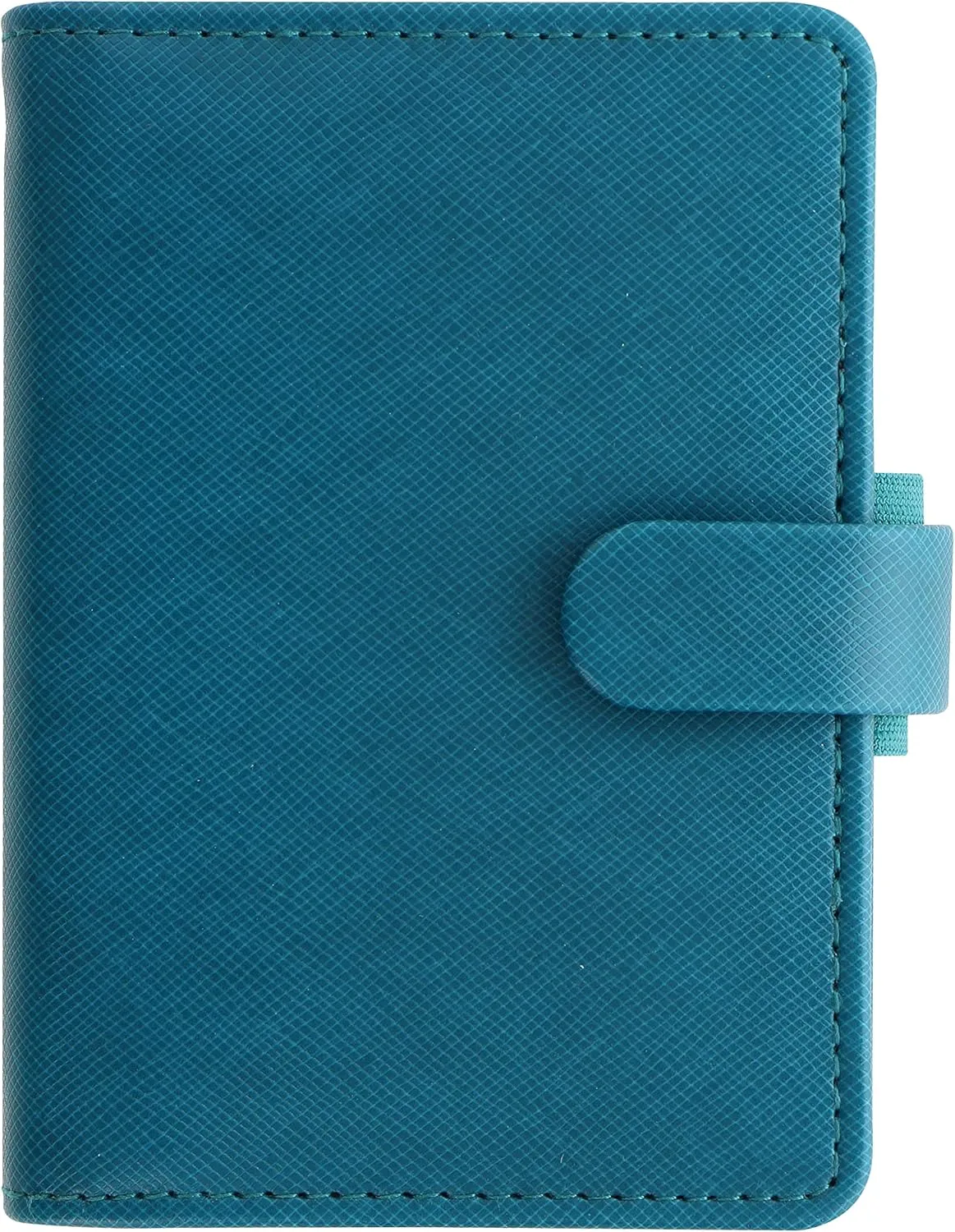 Filofax Saffiano Organizer, Mini Size, Aquamarine - Cross-Grain, Leather-Look, Five Rings, Week-to-View Calendar Diary, Multilingual, 2025 (C028774-25)