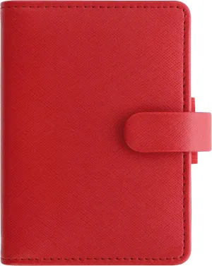Filofax Saffiano Organizer, Mini Size, Poppy - Cross-Grain, Leather-Look, Five Rings, Week-to-View Calendar Diary, Multilingual, 2025 (C028772-25)
